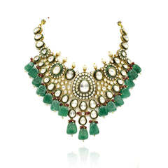 Arisha Green Meenakari Kundan Haar Set - The Pashm