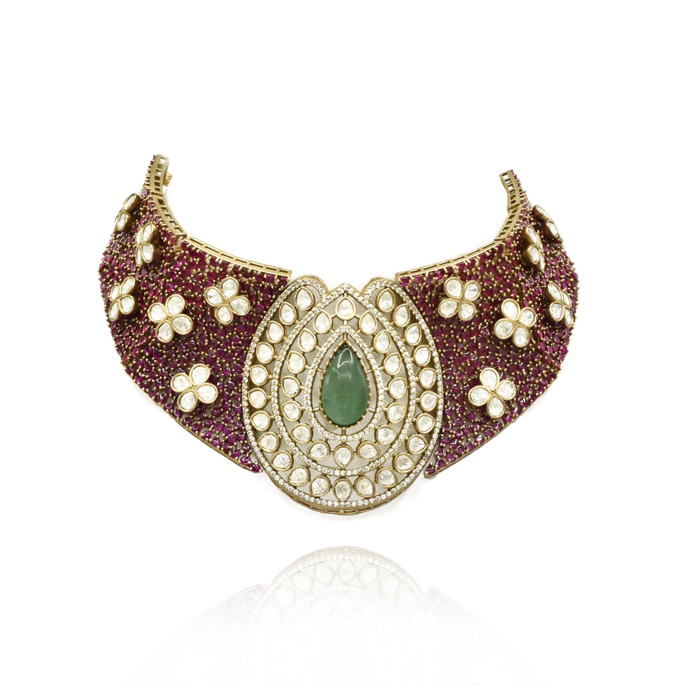 Mirraya Emerald Bloom Statement Choker Set - The Pashm