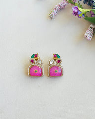 Ferhana Bird Kundan Stud Earrings - The pashm
