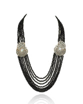 Dharini AD Side Brooch Black Necklace Set - The Pashm