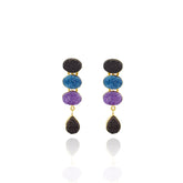 Ziya Multicolor Druzy Earrings Black Blue Purple - The Pashm