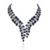 Zuha Royal Blue Leaf Design Necklace Set - The pashm
