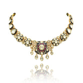 Nirvi Kundan Polki Blue Enamel Gold Necklace Set - the Pashm