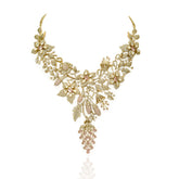 Blush Pink Floral Vine American Diamond Necklace Set