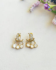 Mahira Crescent Polki Earrings White - The Pashm