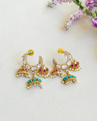 Ridhima Polki Crescent Drop Earrings - The Pashm