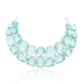 Zaina Luxury Crystal Statement Necklace Set Sky Blue - the Pashm