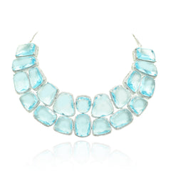 Zaina Luxury Crystal Statement Necklace Set Sky Blue - the Pashm