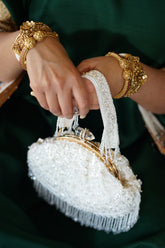 Sequin Stone Top Tasseled Bag