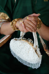 Sequin Stone Top Tasseled Bag