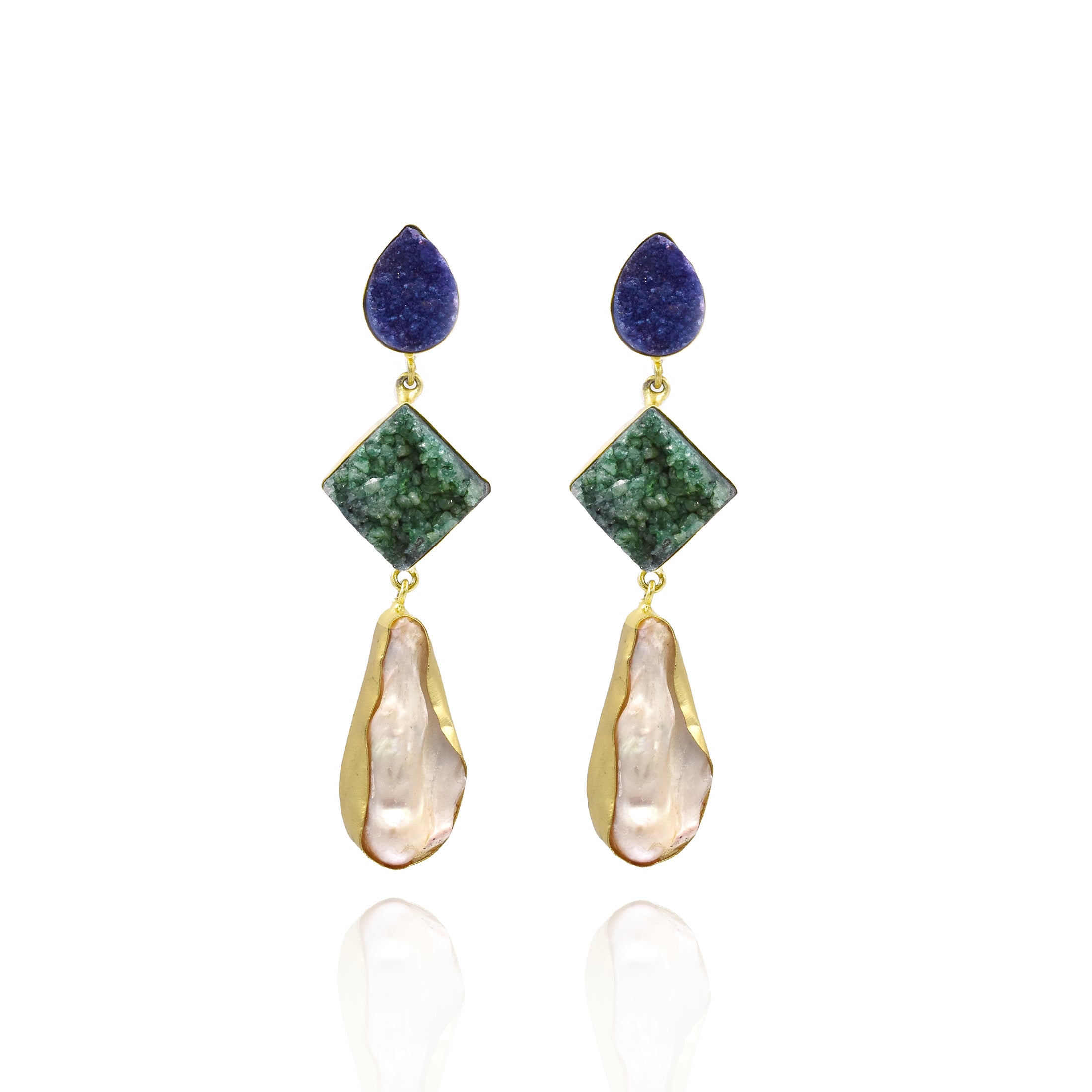Yessa Multicolor Baroque Druzy Earrings - The pashm
