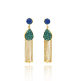 Dami Druzy Teardrop Tassel Earrings - the Pashm
