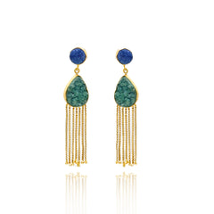 Dami Druzy Teardrop Tassel Earrings - the Pashm