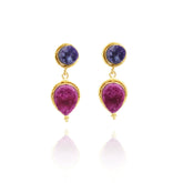 Leen Temple Druzy Earrings Purple Pink - The Pashm