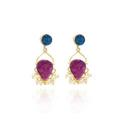 Hiral Pearl Drops Druzy Earrings - The Pashm