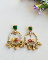 Raiza Elephant Motif Chandbali Earrings - The pashm