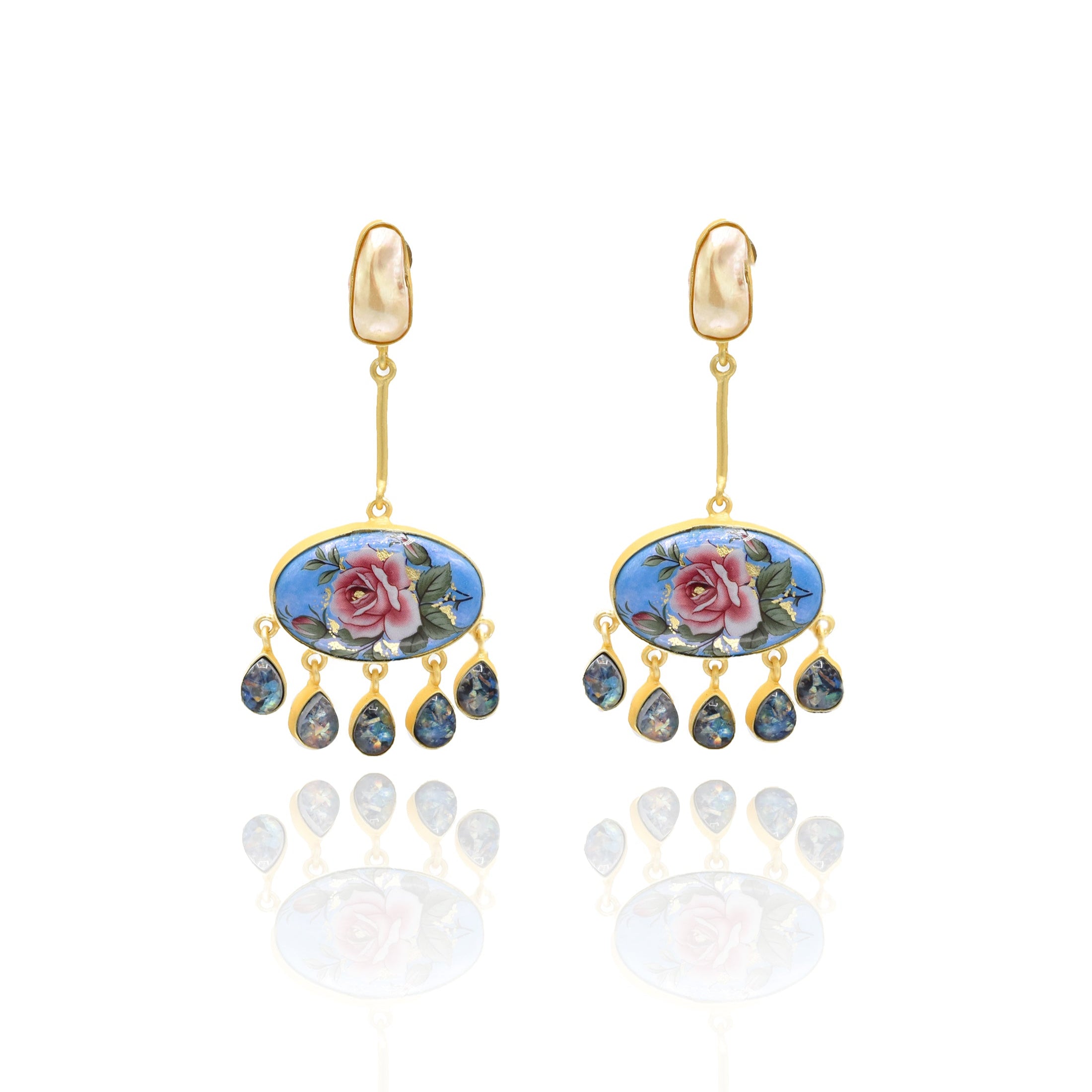Kuhu Flower Stone Earrings