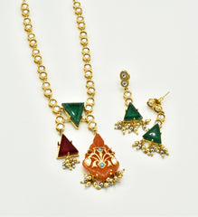 Aaditi Multi Stone Motif Necklace