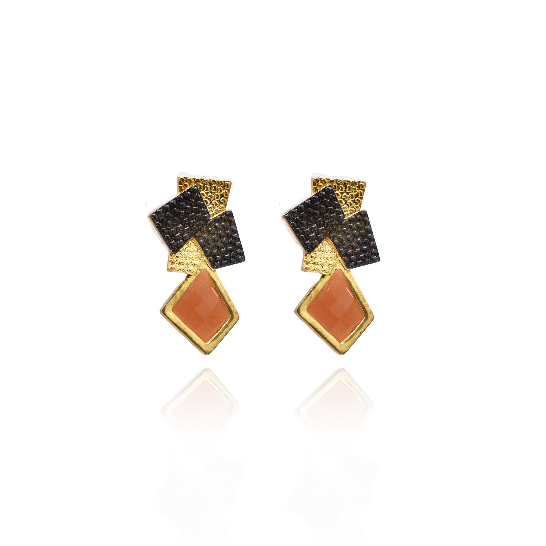 Kria Orange Stone Fusion Earrings - The Pashm