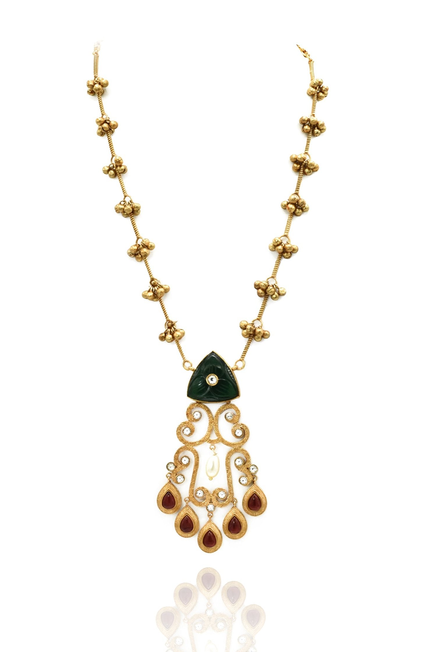 Gargi Tassel Pendant Set Green - The Pashm