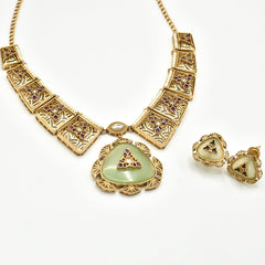 Rajvanshi Enamel Heritage Statement Necklace Green - The Pashm