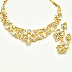Manasvi Gold Studded Pearl Necklace - The Pashm
