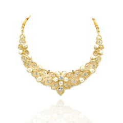 Manasvi Gold Studded Pearl Necklace - The Pashm