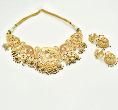 Maitreye Matt Gold Peacock Necklace Set - The Pashm