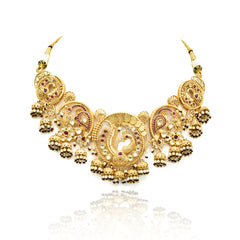 Maitreye Matt Gold Peacock Necklace Set - The Pashm