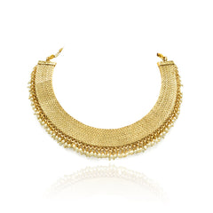 Himani Gold Woven Necklace Set - The Pashm