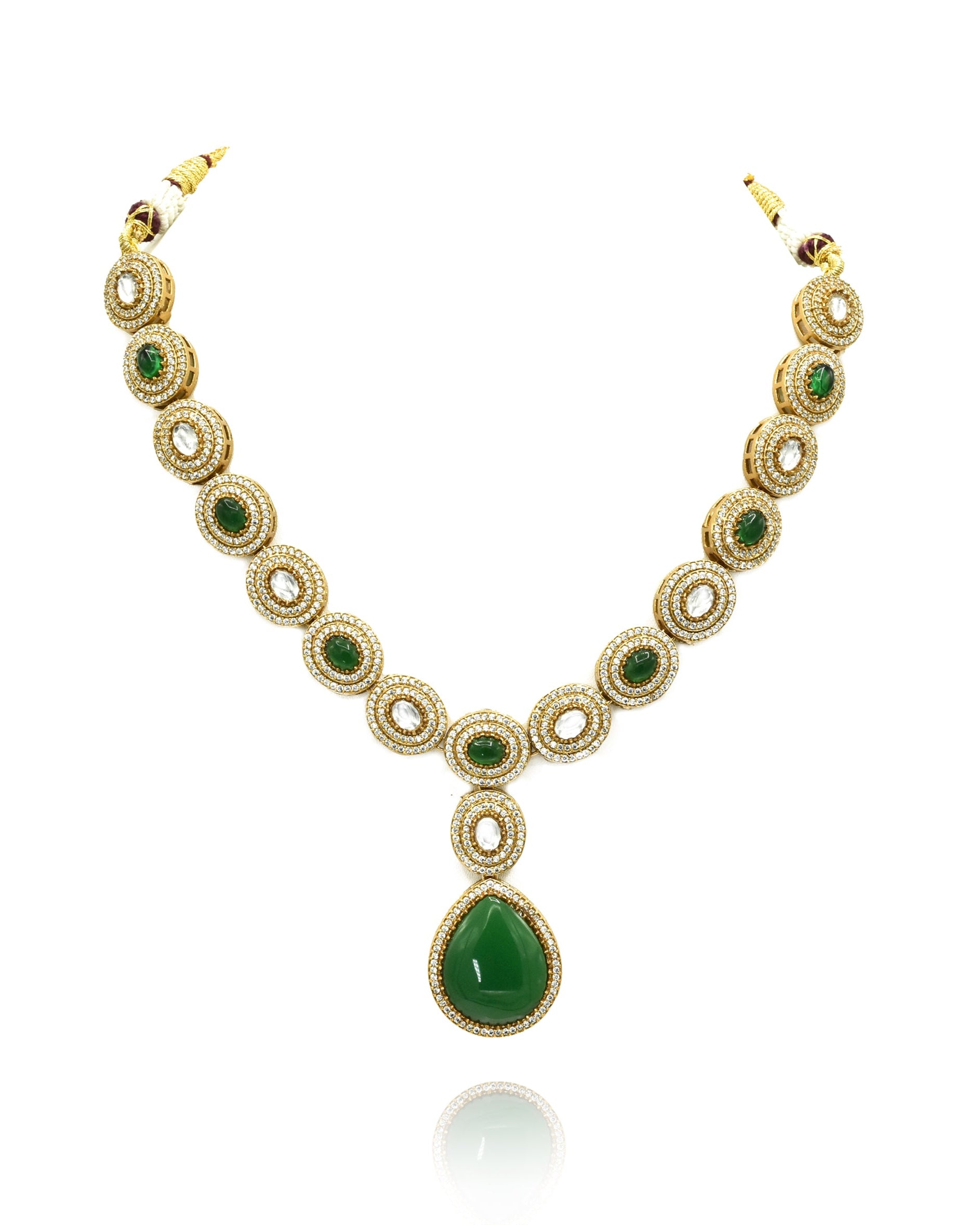 Dhara Crystal Studded Pendant Set - The Pashm