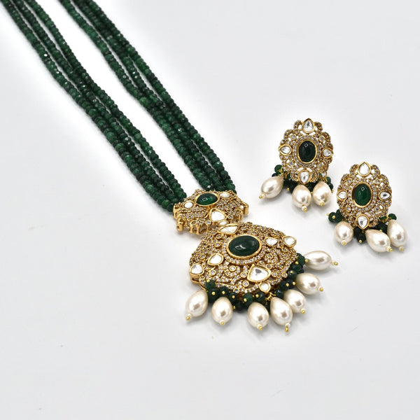 Udhhaya Antique Pendant Set Green - The Pashm