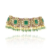 Shravya Gold Studded Green Choker - The Pashm