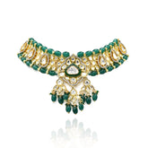 Zohra Moissanite Beaded Polki Choker Green - The Pashm