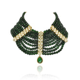 Aashvi Green Beaded Kundan Necklace - The Pashm