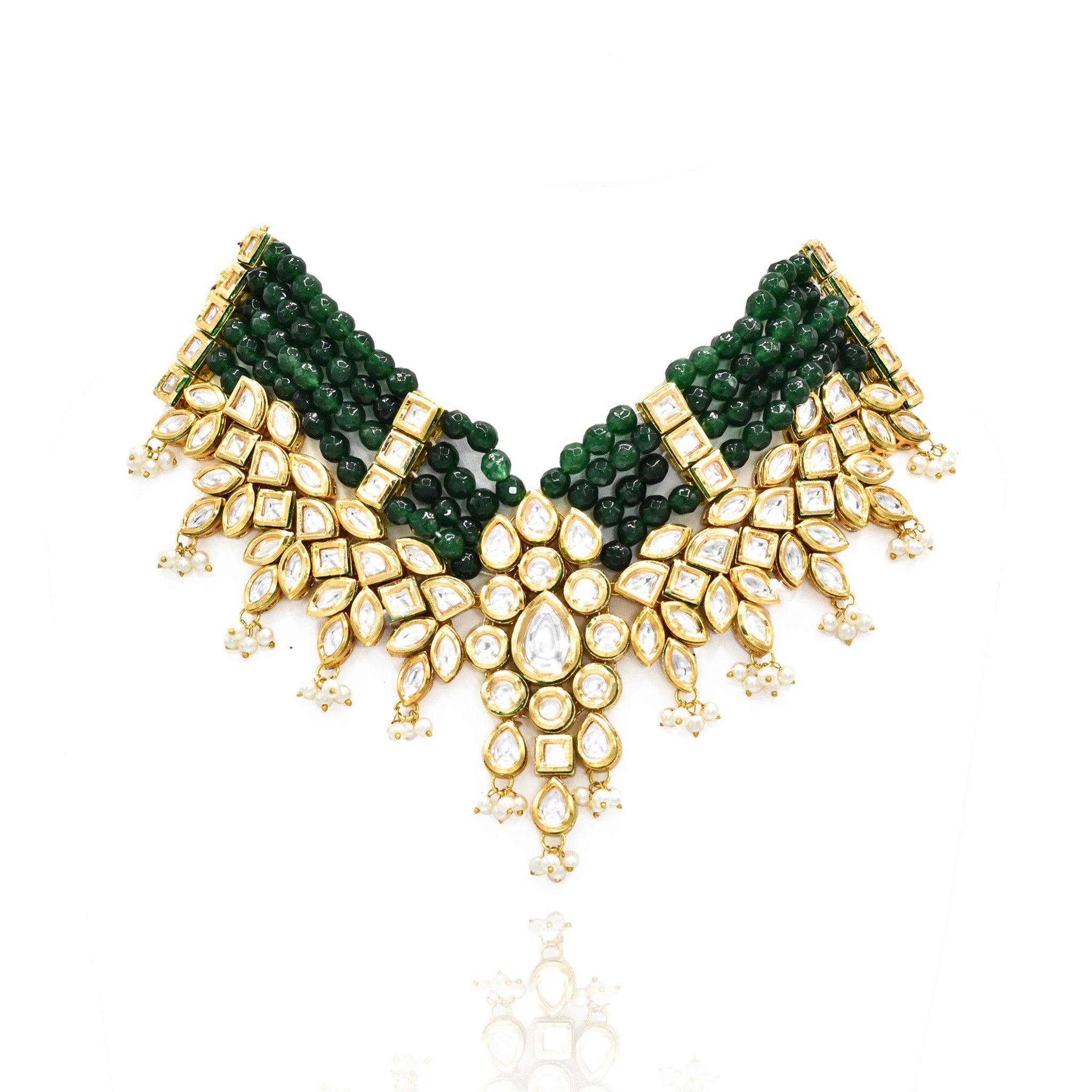 Pakhi Green Kundan Necklace Set - The Pashm