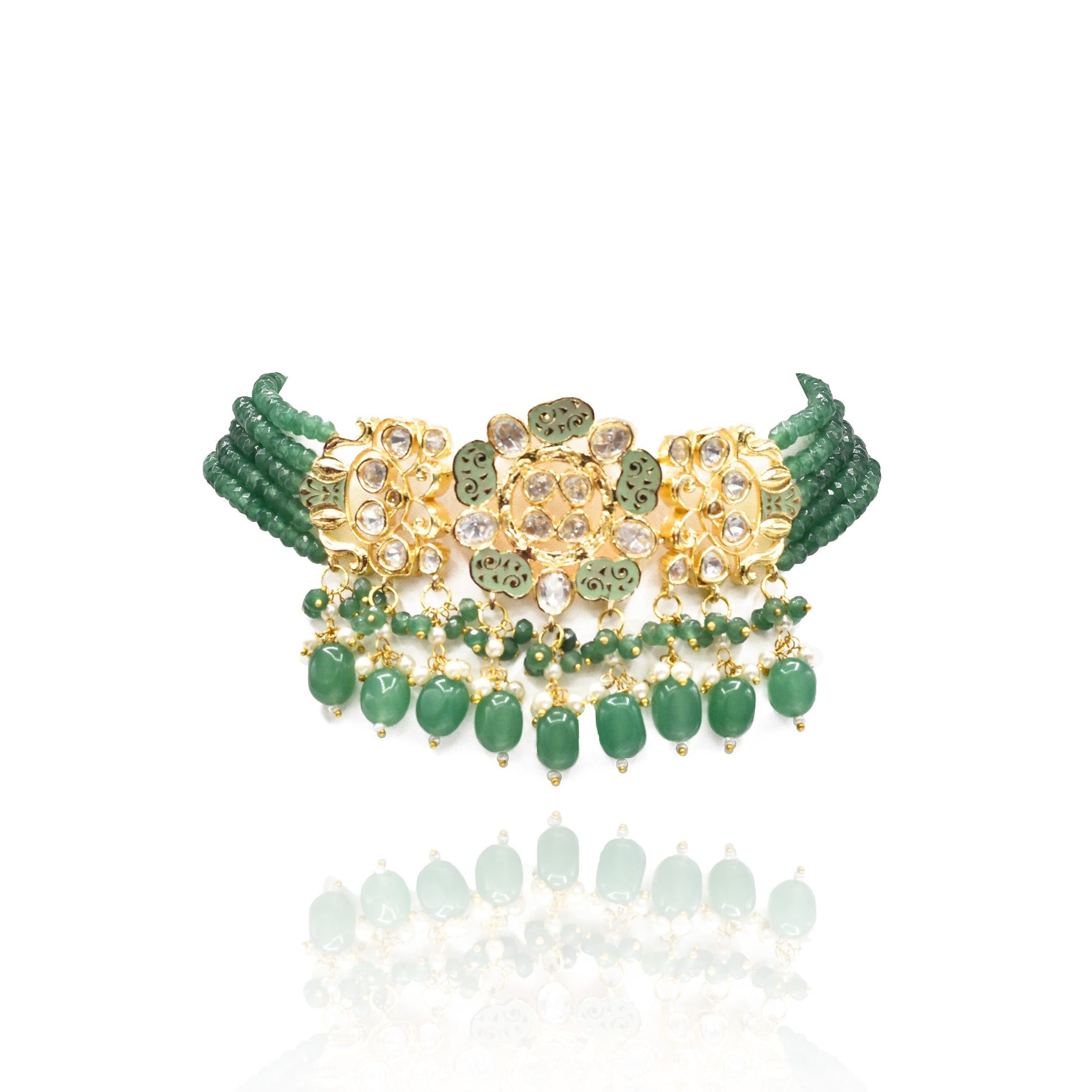 Farheen Polki Choker Set Mint - The Pashm