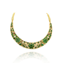 Vanya Floral Studded Hasli Set Green - The Pashm