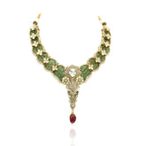 Taravi Floral Cascade Green Kundan Set - The Pashm