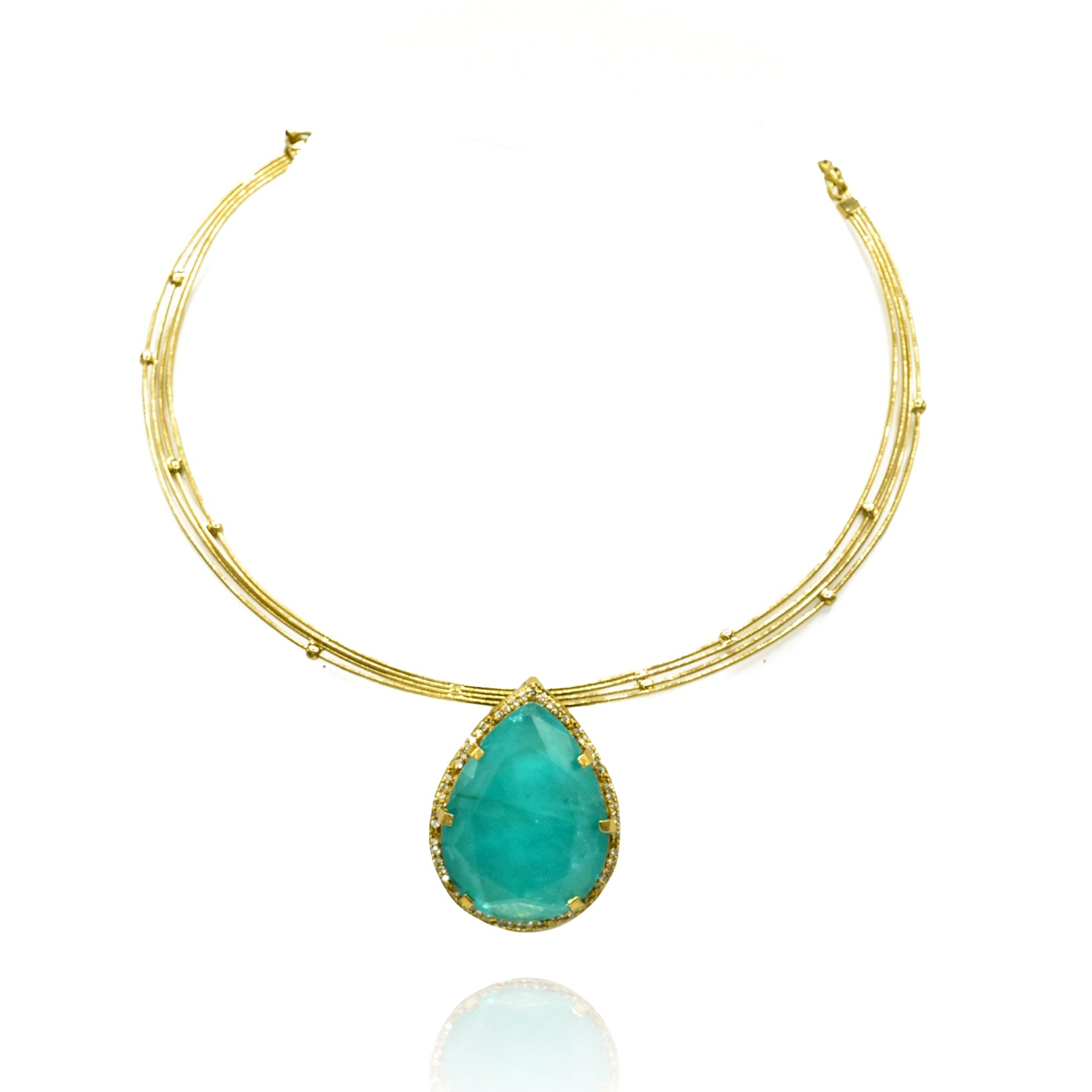 Savie Green Stone Hasli Necklace Set - The pashm