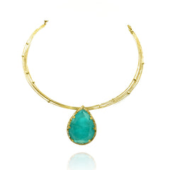 Savie Green Stone Hasli Necklace Set - The pashm