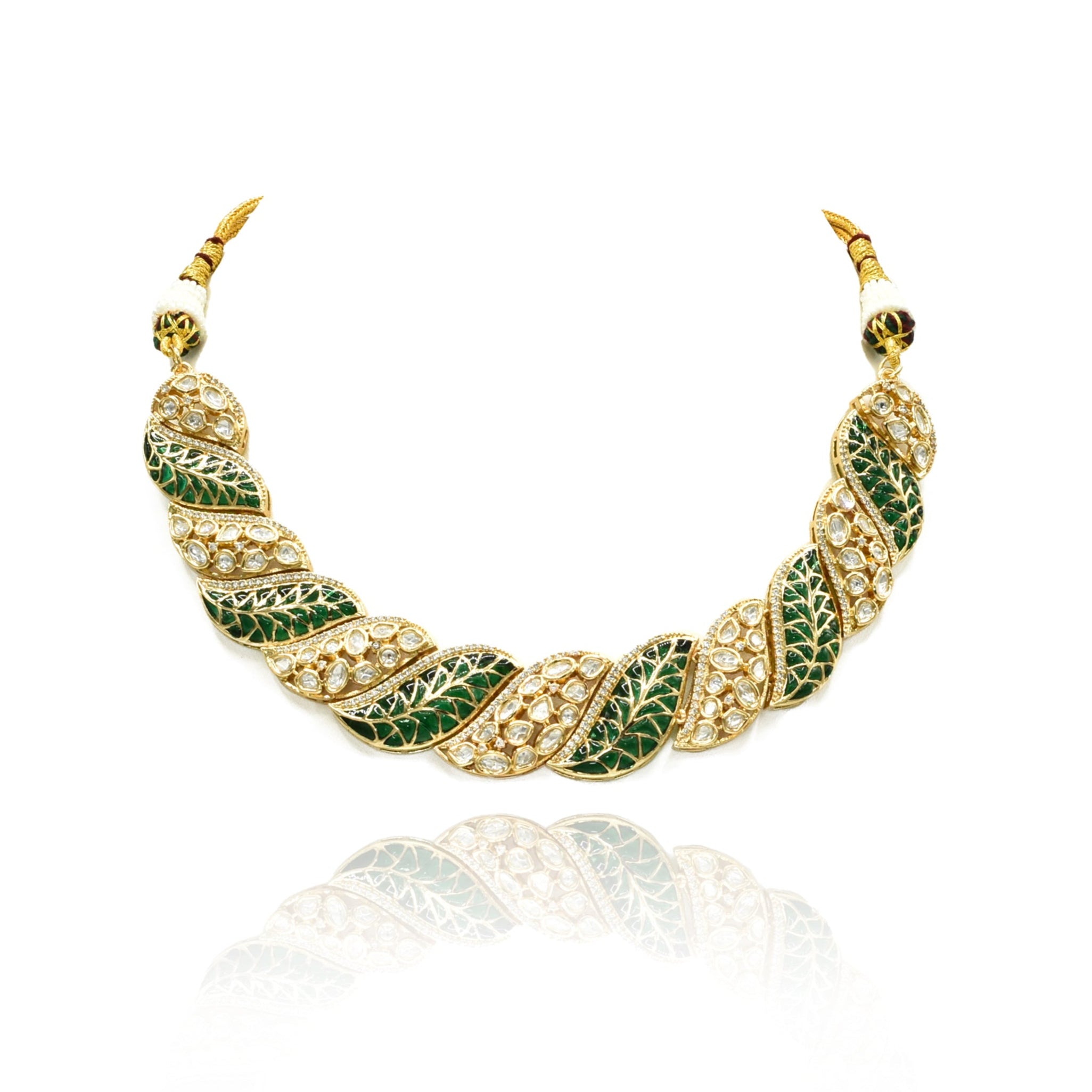 Jivya Green Polki Necklace Set - The Pashm