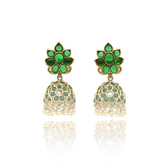 Vanya Floral Studded Hasli Set Green - The Pashm