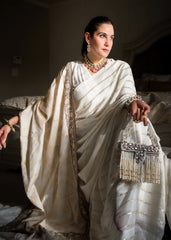 Tilla Floral Weave Border Wool Shawl