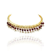 Taaj Hasli Necklace Set - Red - The Pashm