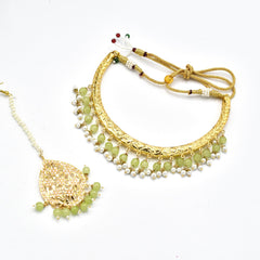 Taaj Hasli Necklace Set Lime Green - The Pashm