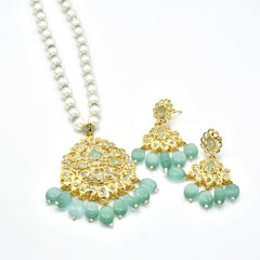 Shehla Jadau Pendant Set Mint - The Pashm
