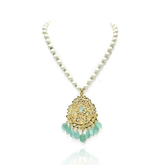 Shehla Jadau Pendant Set Mint - The Pashm