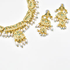 Rabia Jadau Necklace Set Firoza - The Pashm