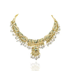 Rabia Jadau Necklace Set Firoza - The Pashm